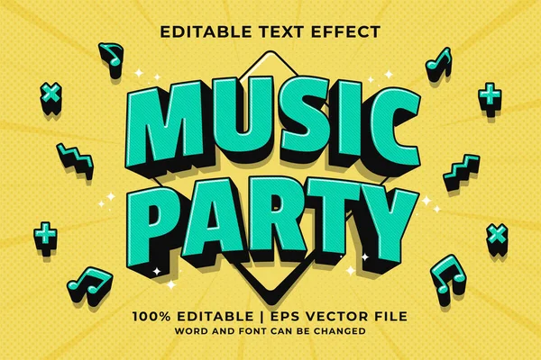 Editable Text Effect Music Party Cartoon Template Style Premium Vector — Stockový vektor