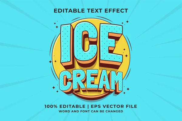 Bewerkbaar Teksteffect Ice Cream Traditionele Cartoon Template Stijl Premium Vector — Stockvector