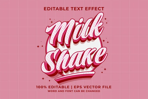 Bewerkbaar Teksteffect Milk Shake Cartoon Schattig Template Stijl Premium Vector — Stockvector
