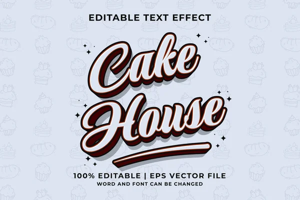 Bewerkbaar Teksteffect Cake House Cartoon Schattig Template Stijl Premium Vector — Stockvector