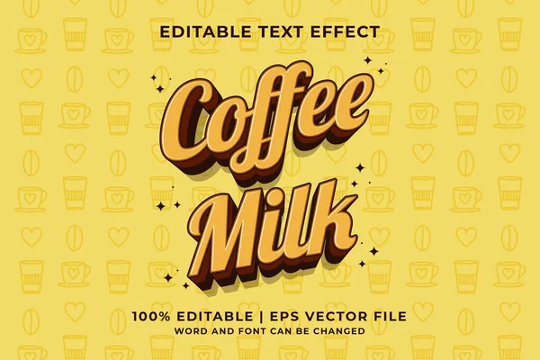 可编辑文本效果 咖啡牛奶3D卡通可爱模板样式溢价向量 — 图库矢量图片