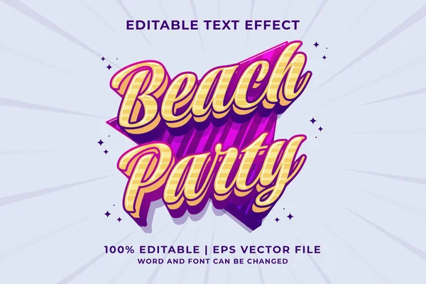 Efeito Texto Editável Beach Party Tradicional Desenho Animado Estilo Vetor — Vetor de Stock