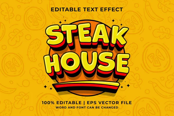 Bewerkbaar Teksteffect Steak House Traditionele Template Stijl Premium Vector — Stockvector