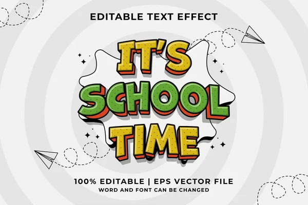 Efeito Texto Editável School Time Tradicional Desenho Animado Estilo Vetor — Vetor de Stock