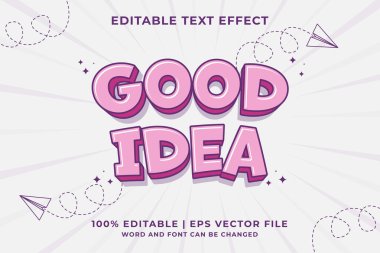 Düzenlenebilir metin efekti İyi fikir 3d Karikatür şablon biçimi premium vektörü
