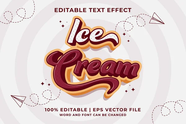 Bewerkbaar Teksteffect Ice Cream Tekenfilmsjabloon Stijl Premium Vector — Stockvector