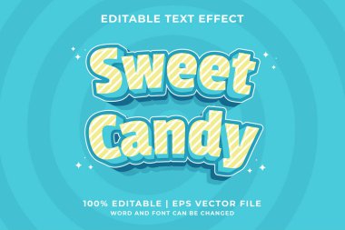 Düzenlenebilir metin efekti Sweet Candy 3d Çizgi film şablon biçimi premium vektörü