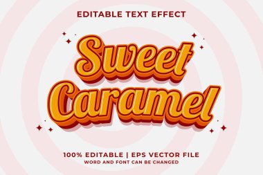 Düzenlenebilir metin efekti Sweet Caramel 3d şablon biçimi premium vektörü