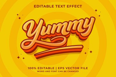 Düzenlenebilir metin efekti Yummy 3d Çizgi film şablon biçimi premium vektörü