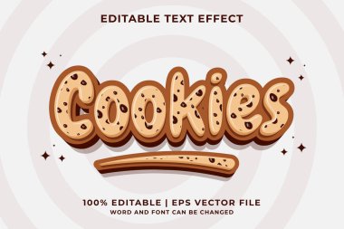Düzenlenebilir metin efekti Cookies 3d Karikatür şablon biçimi premium vektörü