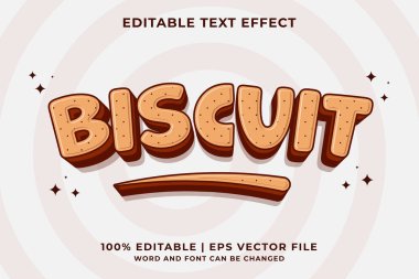 Düzenlenebilir metin efekti Biscuit 3d Karikatür şablon biçimi premium vektörü