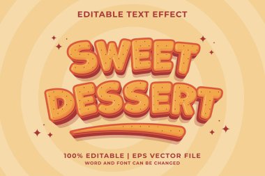 Düzenlenebilir metin efekti Sweet Dessert 3d Karikatür şablon biçimi premium vektörü