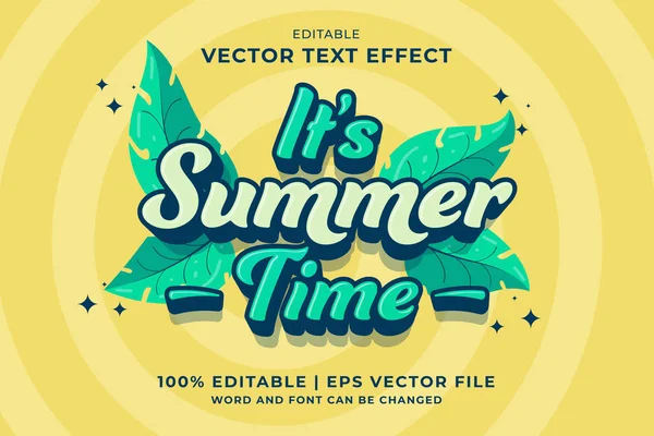 Efeito Texto Editável Tempo Verão Desenhos Animados Estilo Vetor Premium — Vetor de Stock
