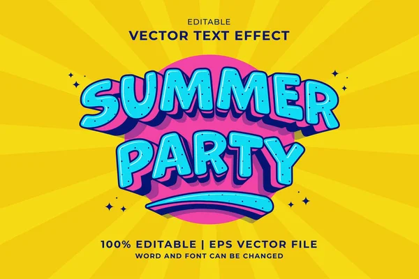 Düzenlenebilir metin efekti Yaz Partisi 3d Çizgi film şablon biçimi premium vektörü