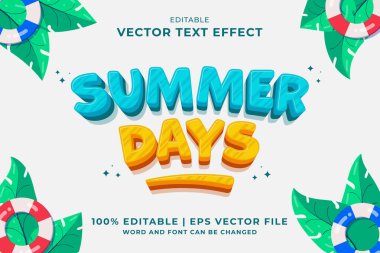 Düzenlenebilir metin efekti Summer Days 3d Karikatür şablon biçimi premium vektörü