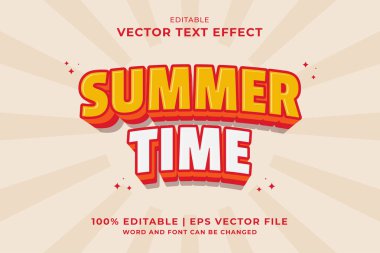 Düzenlenebilir metin efekti Summer Time 3d Çizgi film şablon biçimi premium vektörü