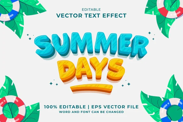 Düzenlenebilir metin efekti Summer Days 3d Karikatür şablon biçimi premium vektörü