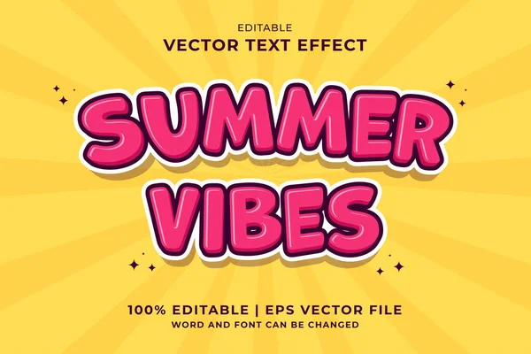 Efeito Texto Editável Vibrações Verão Desenho Animado Estilo Vetor Premium — Vetor de Stock