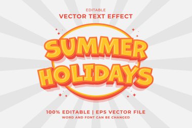 Düzenlenebilir metin efekti Yaz Tatili 3d Çizgi film şablon biçimi premium vektörü