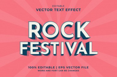 Düzenlenebilir metin efekti Rock Festivali 3d Vintage şablon biçimi premium vektörü