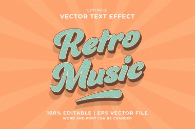 Düzenlenebilir metin efekti Retro Müzik 3d şablon biçimi premium vektörü