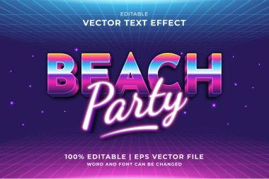 Düzenlenebilir metin efekti Plaj Partisi 3d şablon biçimi premium vektörü