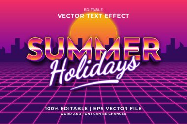 Düzenlenebilir metin efekti Yaz Tatilleri 3d şablon biçimi premium vektörü