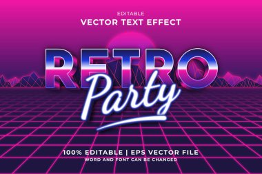 Düzenlenebilir metin efekti Retro Party 3d şablon biçimi premium vektörü