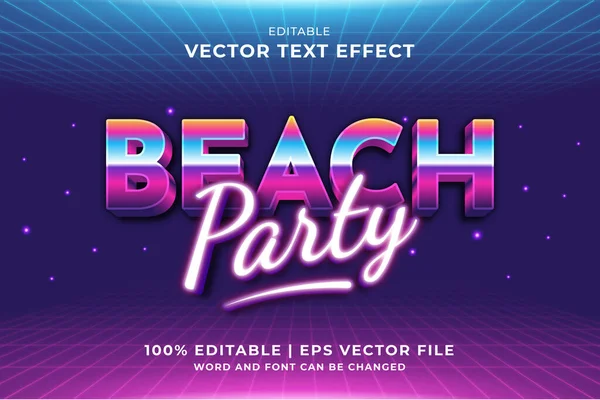 Düzenlenebilir metin efekti Plaj Partisi 3d şablon biçimi premium vektörü