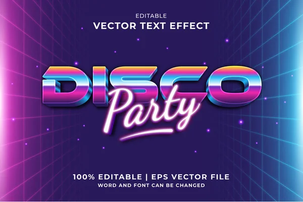 Bewerkbaar Teksteffect Disco Party 80S Template Stijl Premium Vector — Stockvector