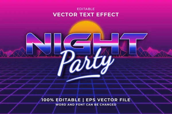 Düzenlenebilir metin efekti Gece Partisi 3d şablon biçimi premium vektörü