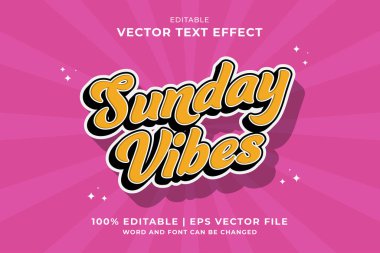 Düzenlenebilir metin efekti Sunday Vibes 3d Karikatür şablon biçimi premium vektörü