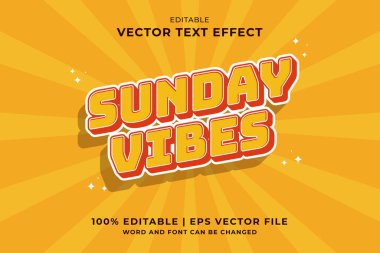 Düzenlenebilir metin efekti Sunday Vibes 3d Karikatür şablon biçimi premium vektörü