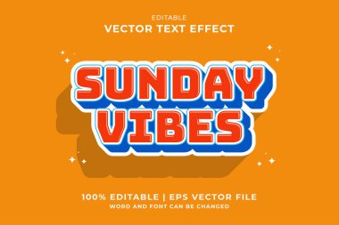 Düzenlenebilir metin efekti Sunday Vibes 3d Karikatür şablon biçimi premium vektörü