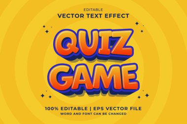 Düzenlenebilir metin efekti - Quiz Oyun 3d karikatür şablon biçimi premium vektörü