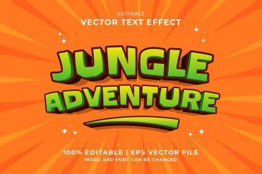 Düzenlenebilir metin efekti - Jungle Adventure 3d çizgi film şablonu biçim premium vektörü
