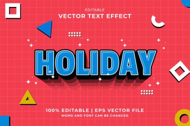 Düzenlenebilir metin efekti Tatil 3d karikatür şablon biçimi premium vektörü