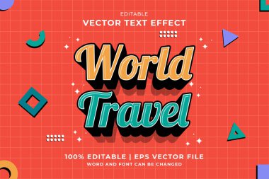 Düzenlenebilir metin efekti World Travel 3d karikatür şablon biçimi premium vektörü