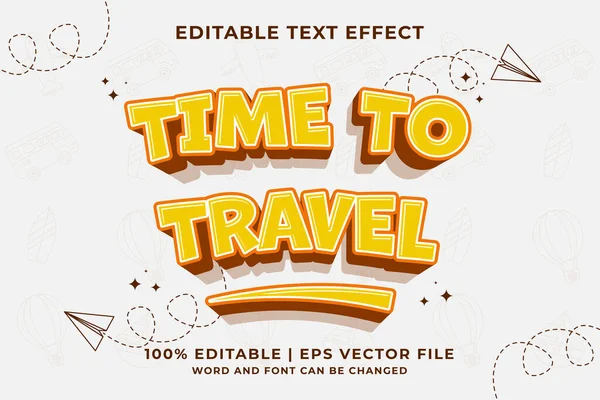 Efeito Texto Editável Tempo Para Viajar Desenho Animado Estilo Vetor — Vetor de Stock