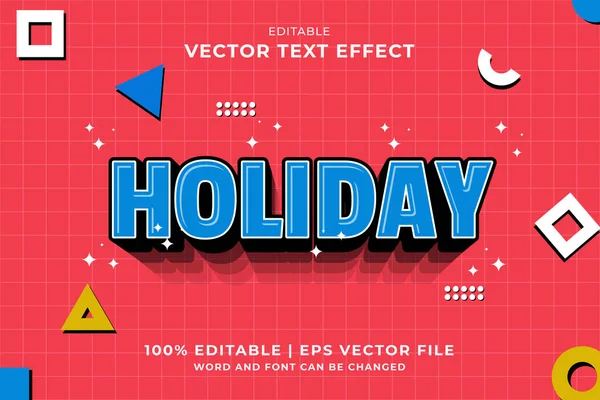 Efeito Texto Editável Holiday Desenho Animado Estilo Vetor Premium — Vetor de Stock