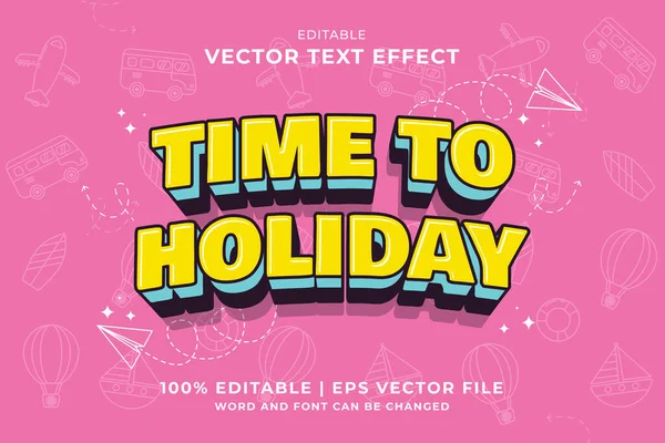 Editable Text Effect Time Holiday Cartoon Template Style Premium Vector — Vetor de Stock