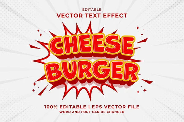 Editable Text Effect Cheese Burger Cartoon Template Style Premium Vector — 图库矢量图片