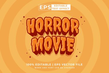 Editable text effect Horror Movie 3d cartoon template style premium vector