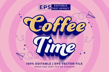 Editable text effect Coffee Time 3d cartoon template style premium vector