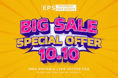 Editable text effect big sale 3d cartoon template style premium vector