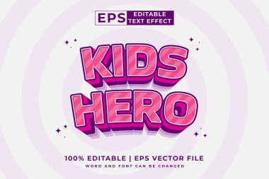 Düzenlenebilir metin efekti çocuklar kahraman 3d çizgi film şablon biçimi premium vektörü
