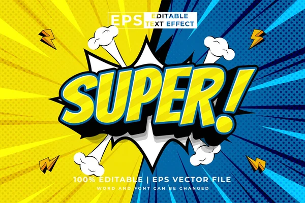 Редактируемый Текстовый Эффект Super Cartoon Comic Style Premium Vector — стоковый вектор