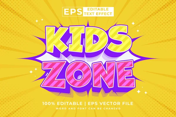 Bewerkbare Tekst Effect Kids Zone Cartoon Template Stijl Premium Vector — Stockvector