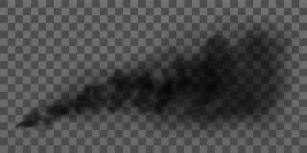 Nebbia nera, nube di gas o fumo. Illustrazione vettoriale realistica isolata su sfondo trasparente — Vettoriale Stock