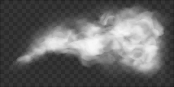 Белый дым, туман или газовые облака. Реалистичная векторная иллюстрация на прозрачном фоне Векторная Графика